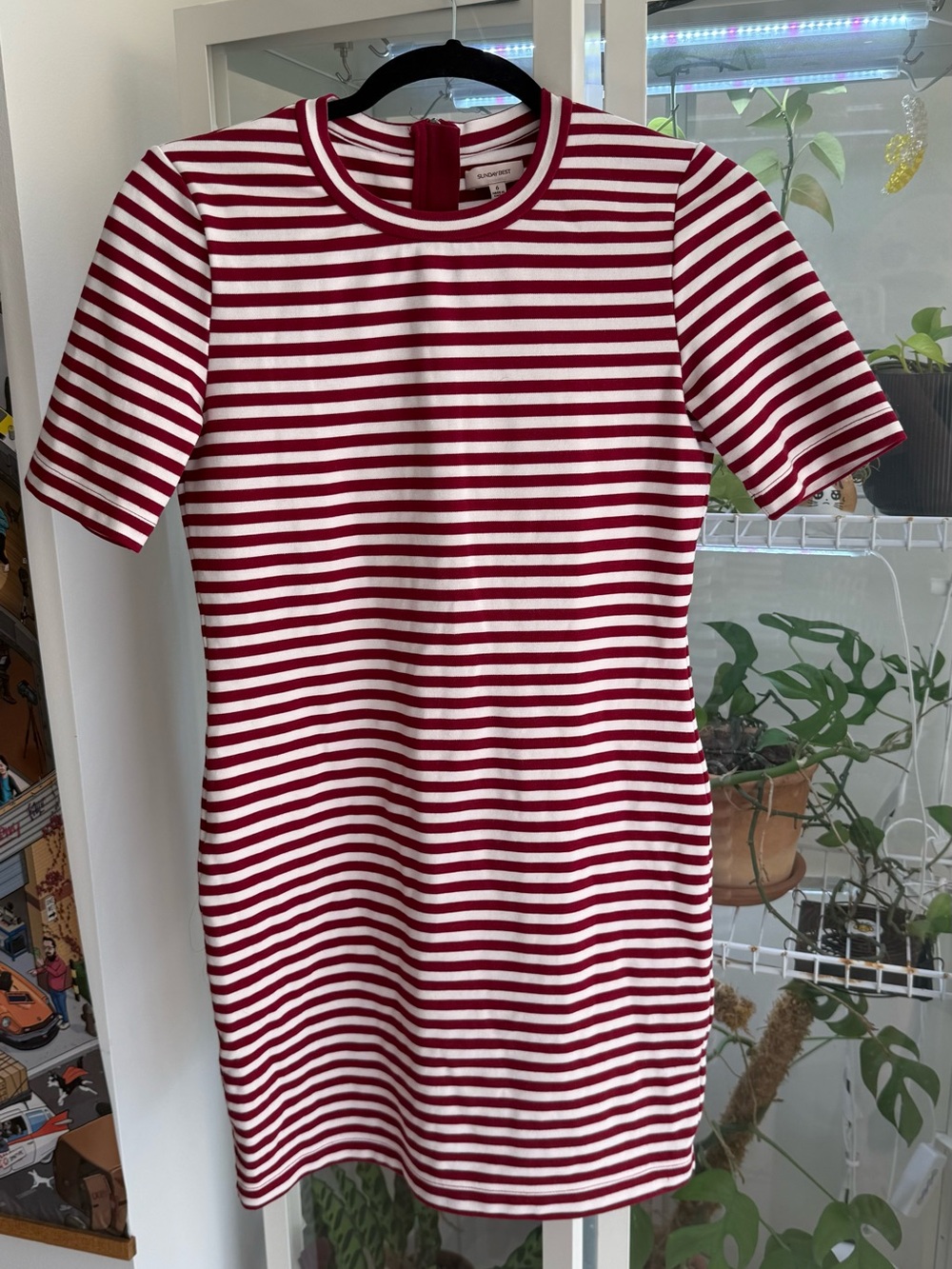 Aritzia Sunday Best Short Sleeve Striped Mini Dress